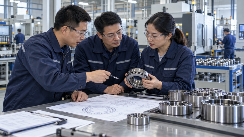 Bearing manufacturing factory inspection and engineering team