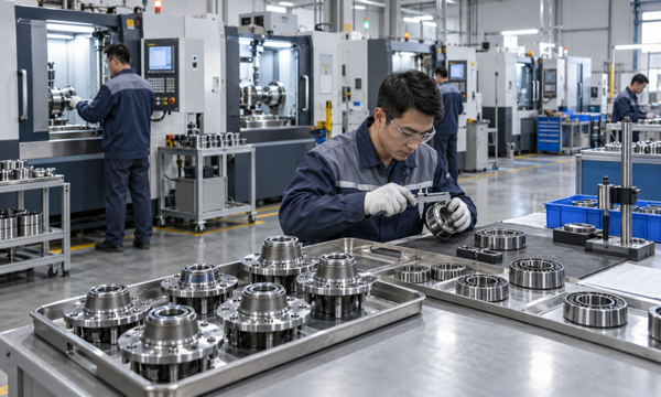 Chinese bearing manufacturing factory with precision grinding machines and quality inspection equipment